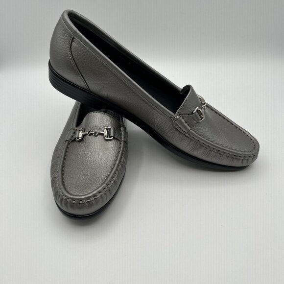 SAS Tripad Comfort Metallic Metro Pewter Loafer Flats‎ Size 10.5N Women Leather - Picture 1 of 10